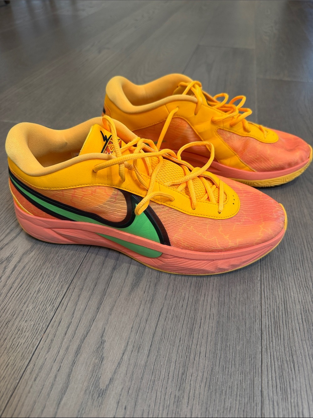 Nike Yellow-Orange Low-Top Sneakers basketball shoes